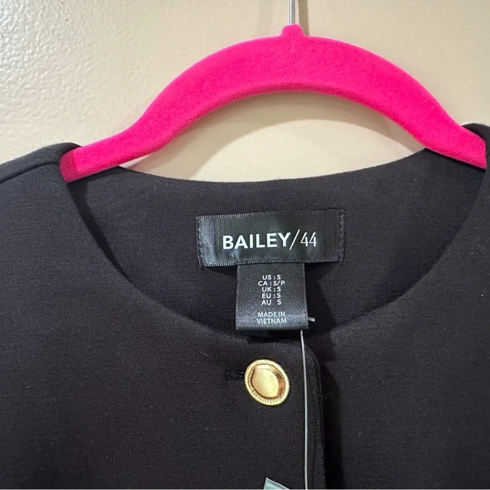 Bailey 44 Belted Vest Top Black Gold Buttons Sleeveless Waistcoat Tailored Small